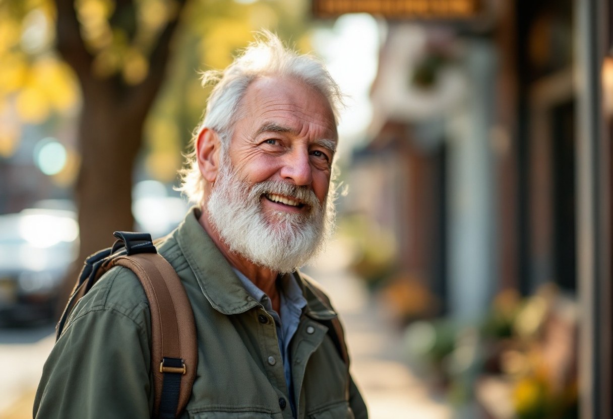 Friendly portrait of the site's local host — outdoors, on a trail or a downtown Culpeper sidewalk